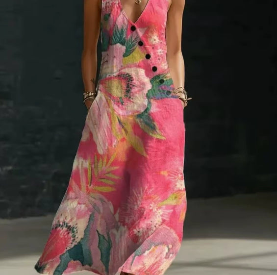 Solid Color Button Solid Color Vest Dress