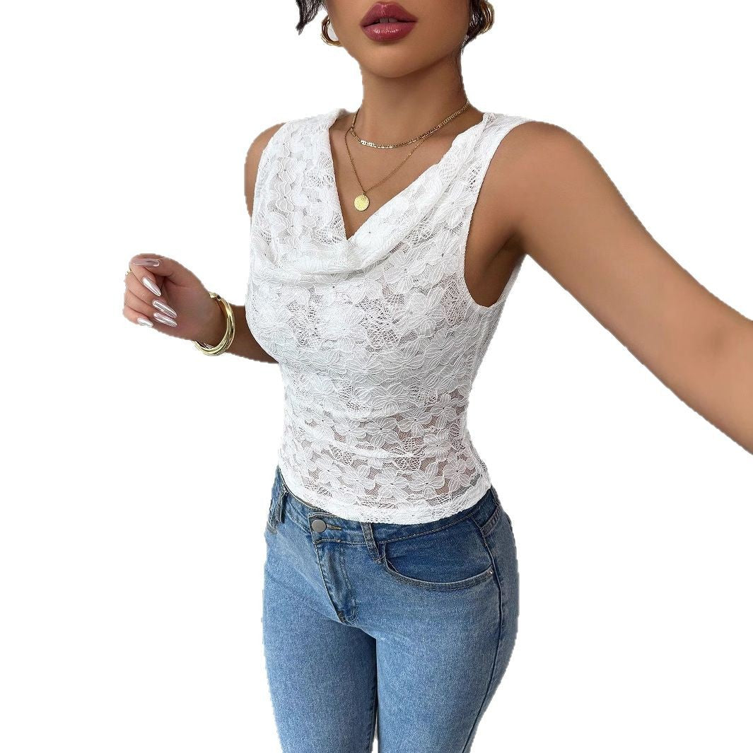 Women's Solid Color Minimalism Sexy Lace Sleeveless Top
