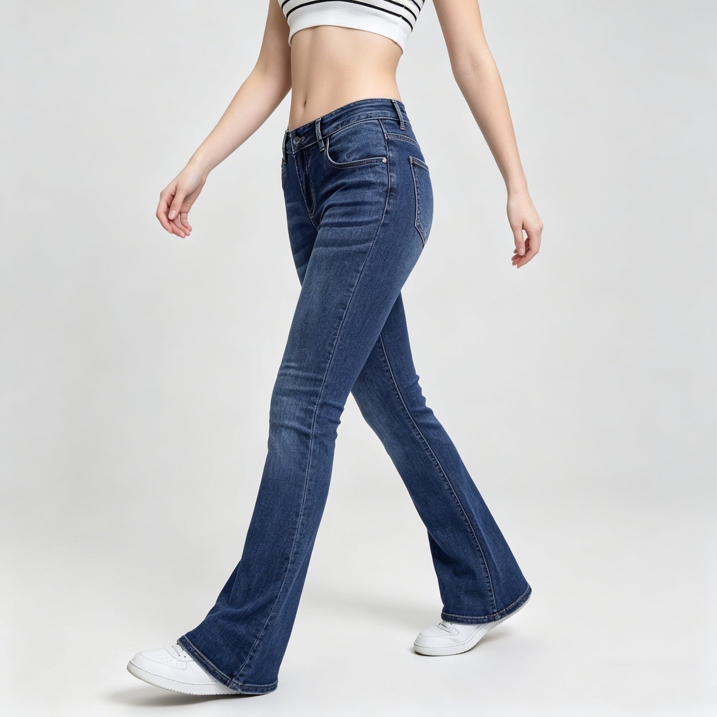 Women's Blue Slightly Wide Leg Stretch Jeans
