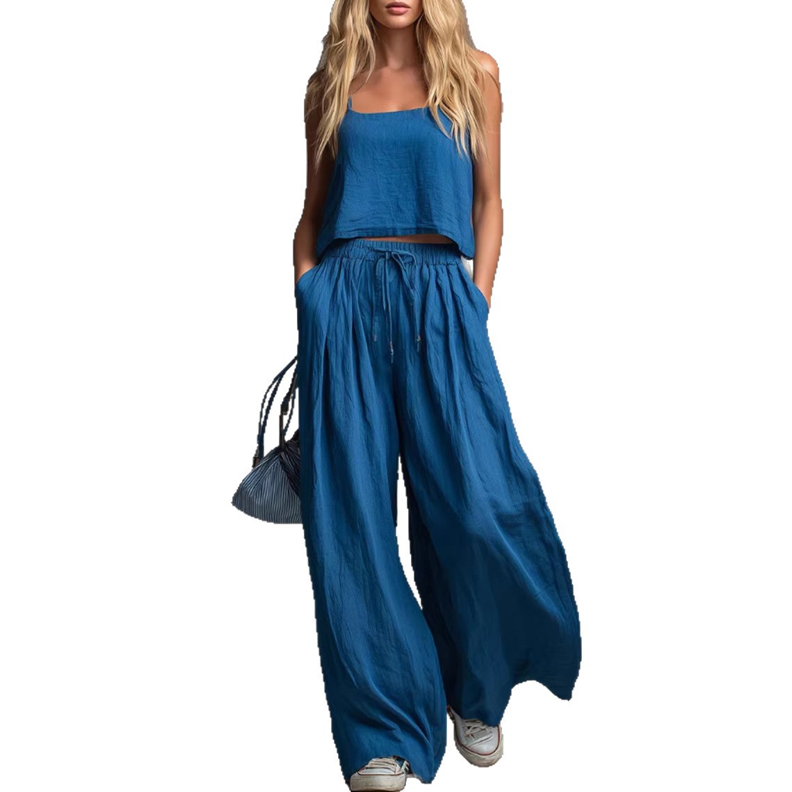 Strap Top And Wide-leg Pants Two-piece Set For Women