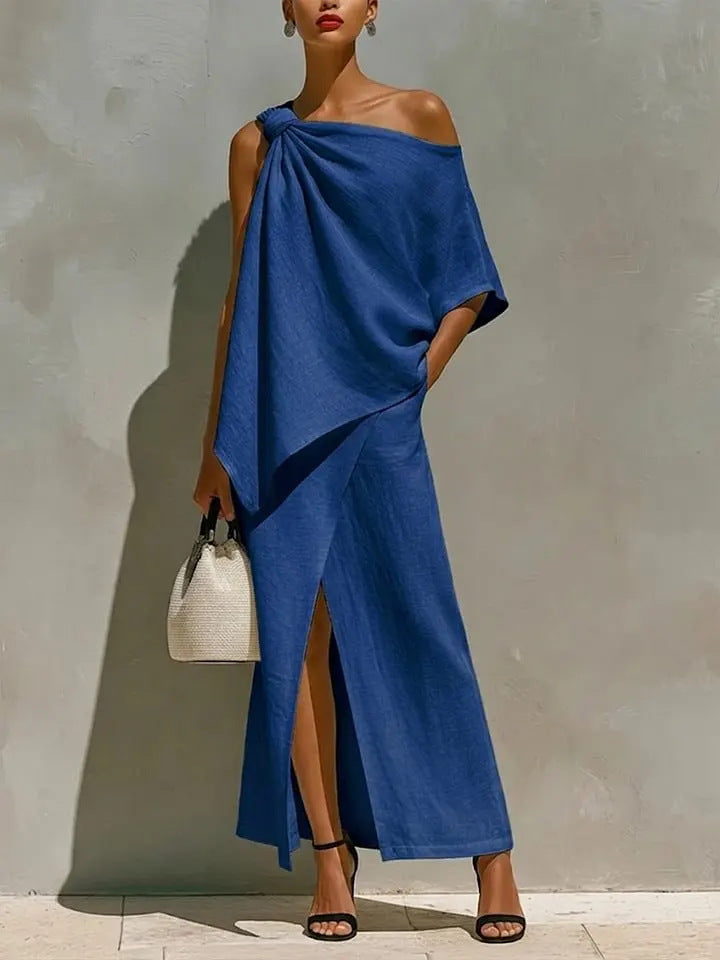 Womens Off-Shoulder Top And Skirt Two-Piece Set