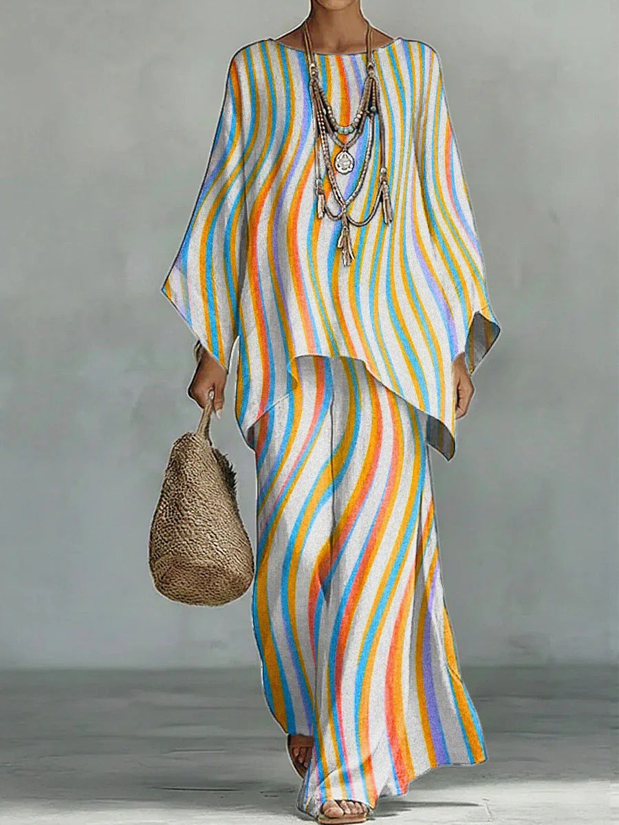 Loose Dopamine-Boosting Holiday Two-Piece Set Vacation Style
