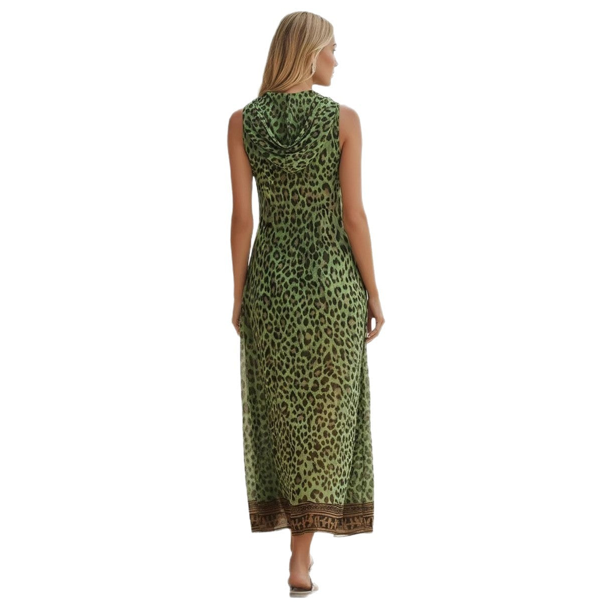 Sleeveless Leopard-print Midi Dress
