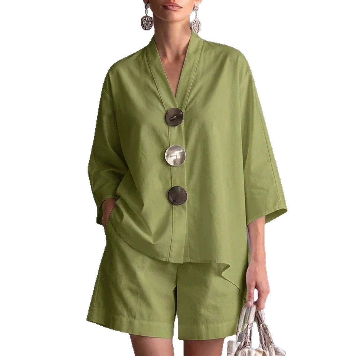 Women's Solid Color Wide-Leg Pants Suit