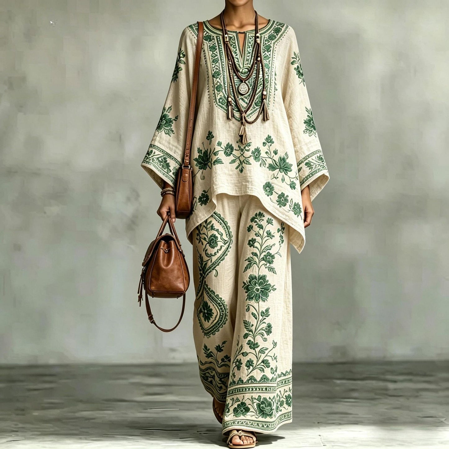 Women's Fashionable Loose-Fit Printed Long-Sleeve Set
