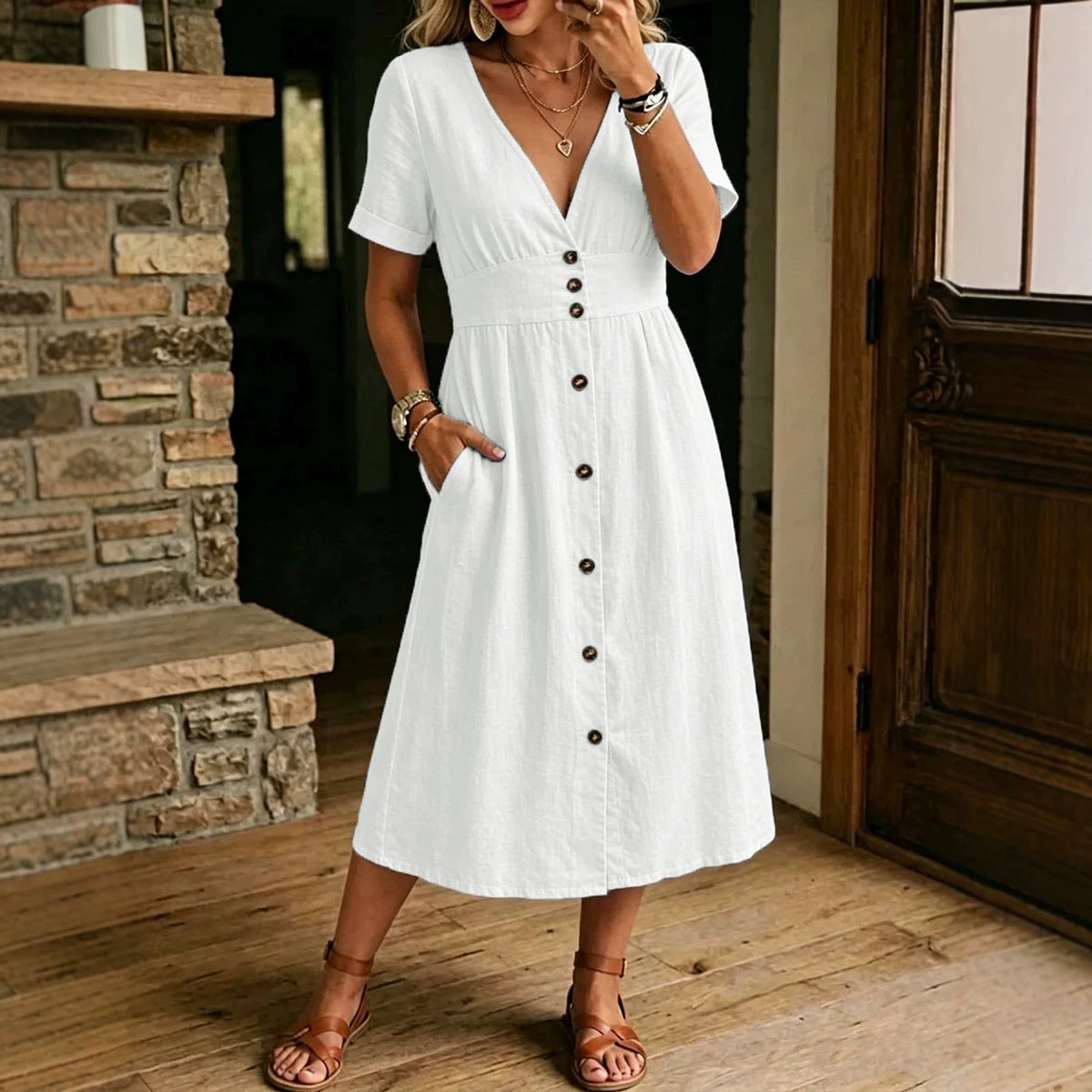 Women's Casual Loose Fashion Short-Sleeve Dress