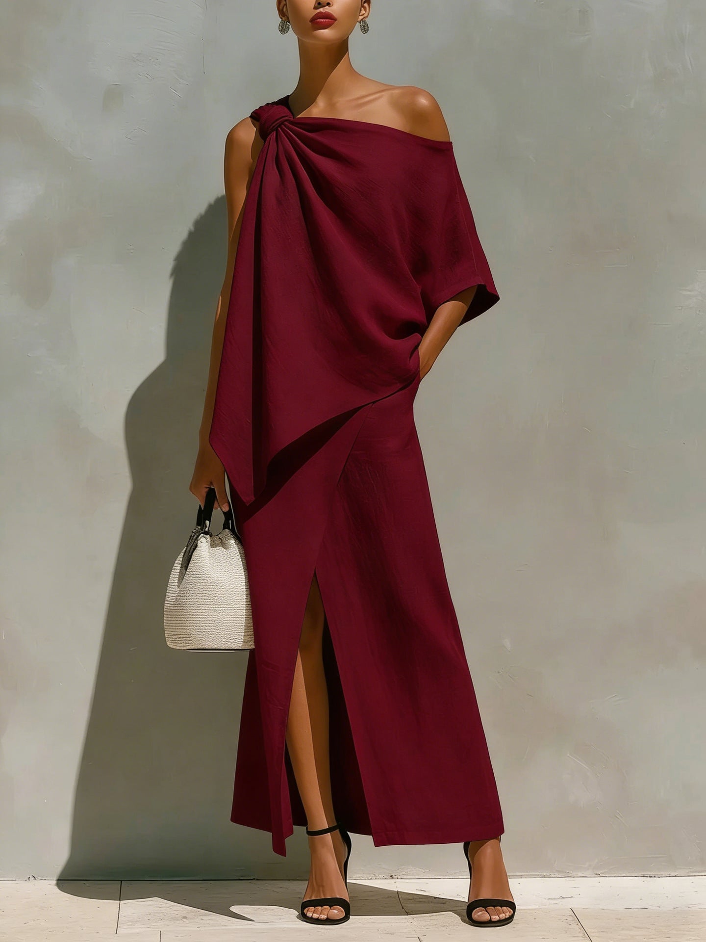 Womens Off-Shoulder Top And Skirt Two-Piece Set