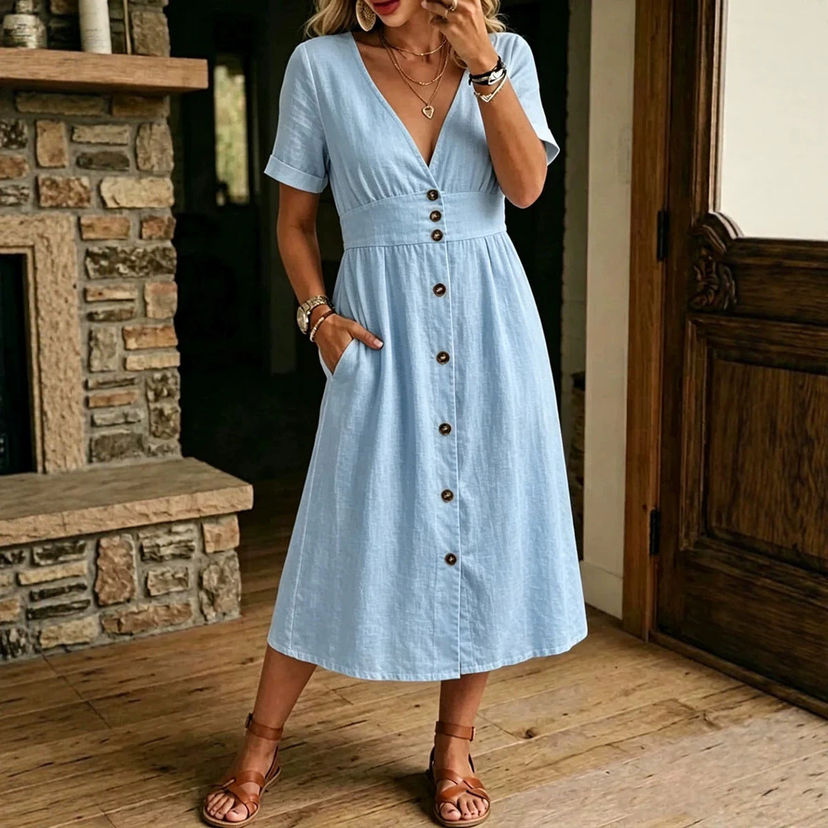 Women's Casual Loose Fashion Short-Sleeve Dress