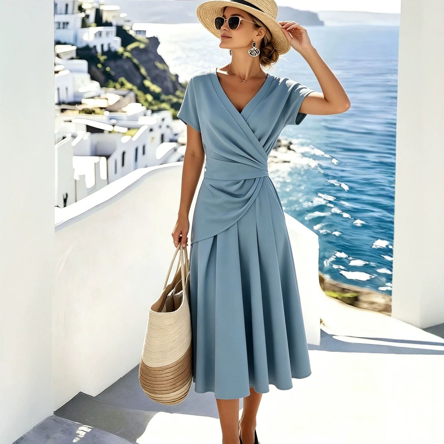 V-neck Skirt Women's Two-piece Set