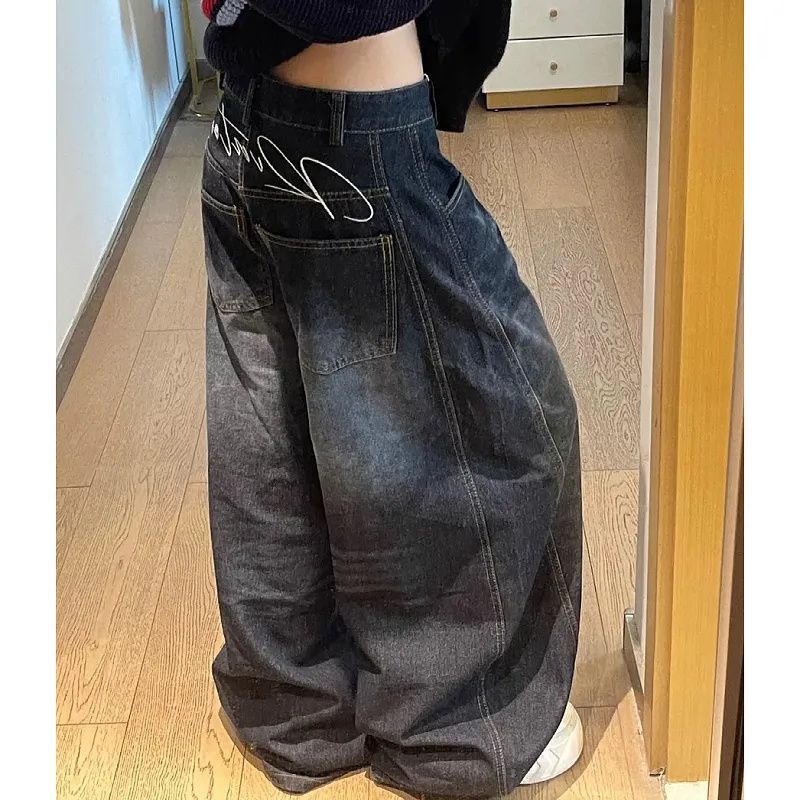 Womens Versatile Retro Washed-and-distressed Denim Jeans In American Style