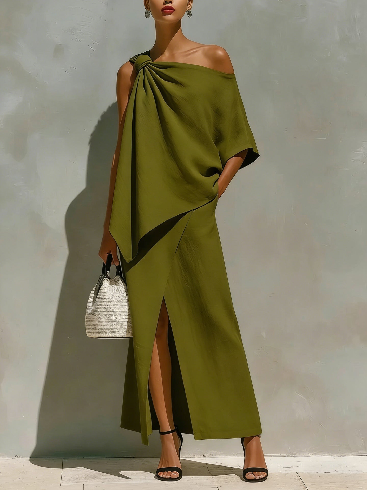 Womens Off-Shoulder Top And Skirt Two-Piece Set