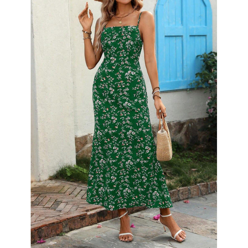 Fashionable Printed Off-Shoulder Waist-Cinched Sheath Fishtail Dress