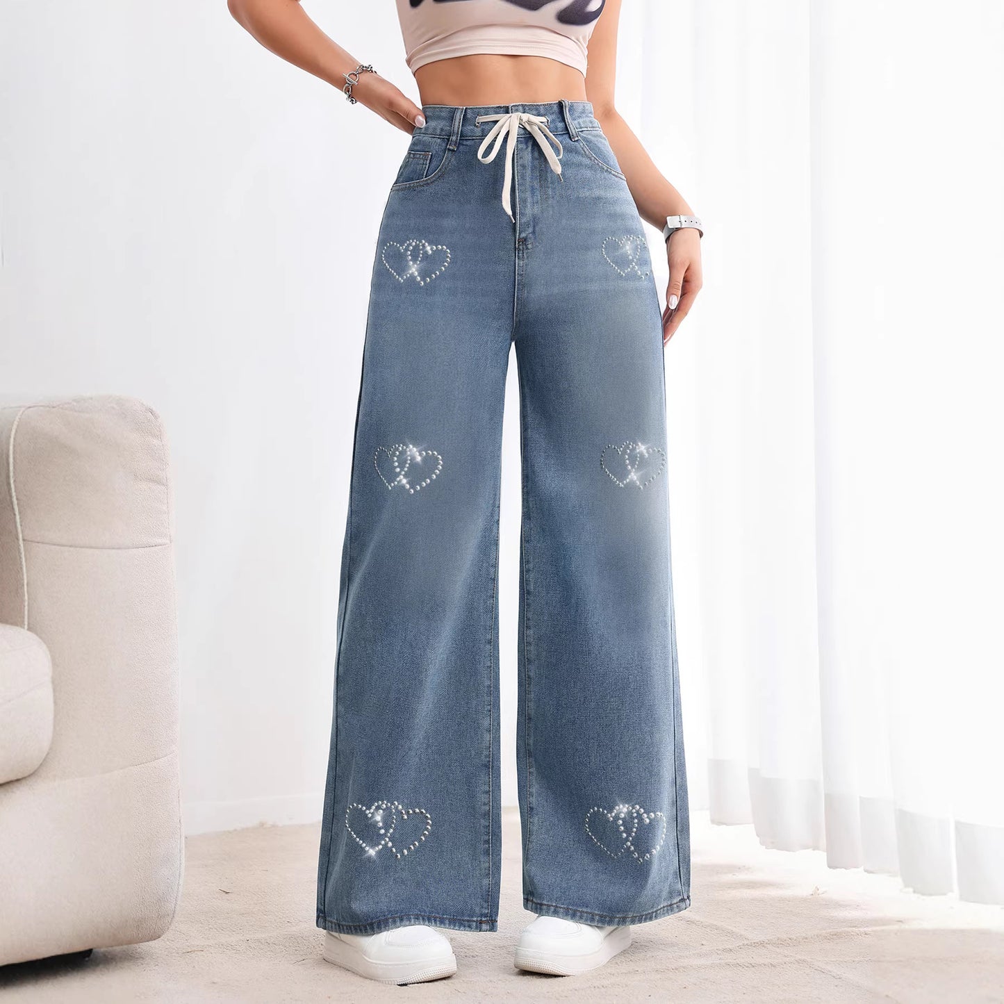 Women's American-style Retro Wide Leg Jeans