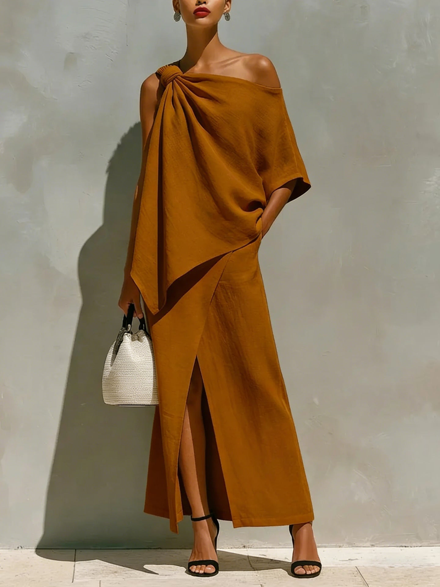 Womens Off-Shoulder Top And Skirt Two-Piece Set