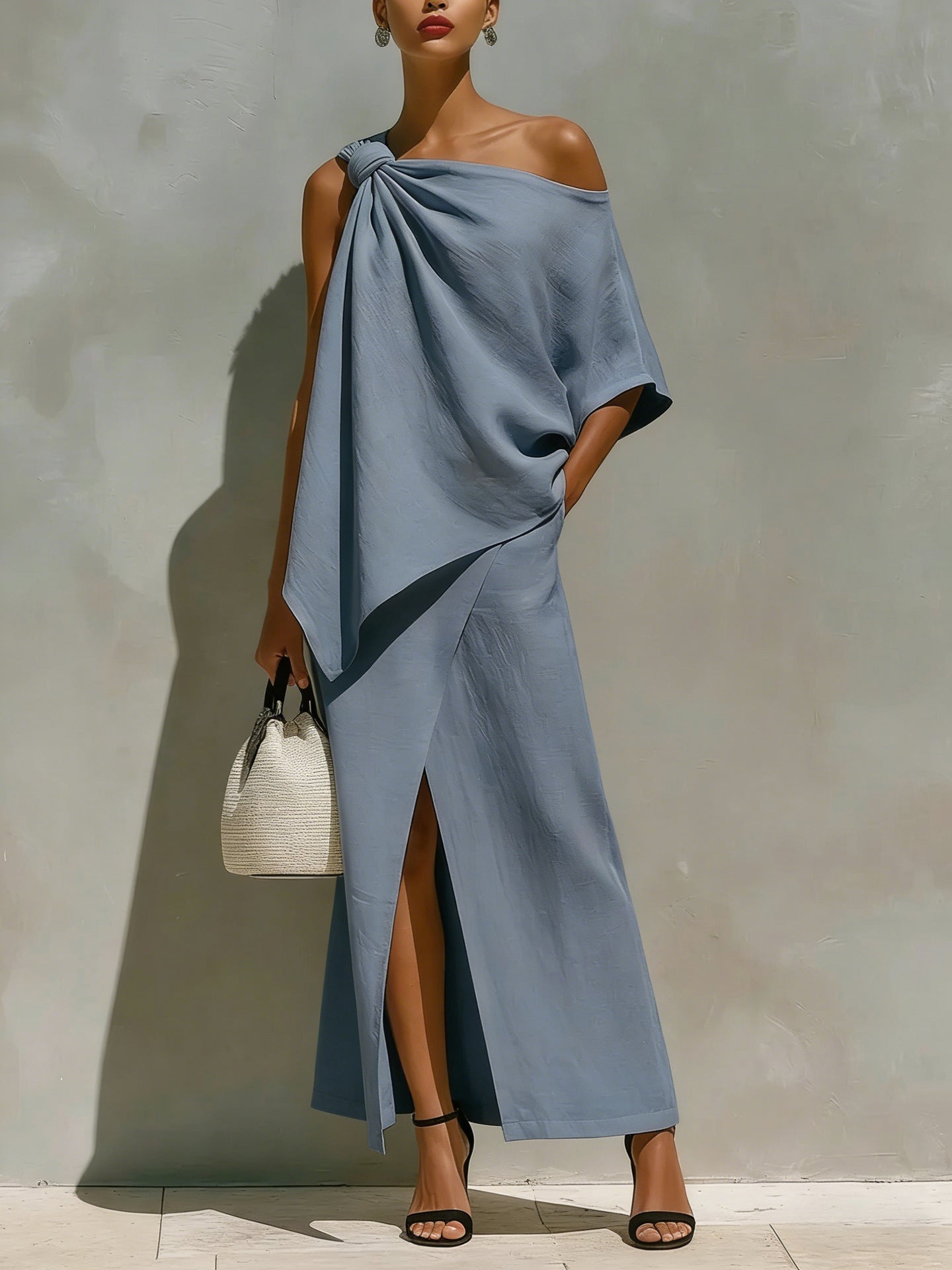 Womens Off-Shoulder Top And Skirt Two-Piece Set