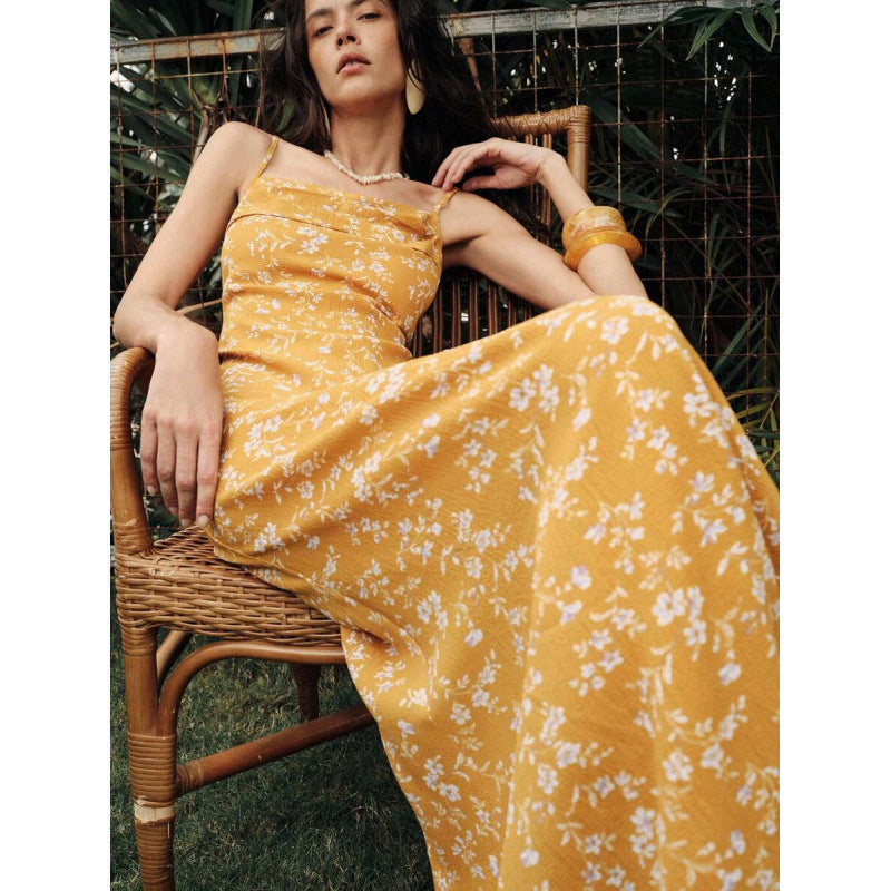 Fashionable Printed Off-Shoulder Waist-Cinched Sheath Fishtail Dress