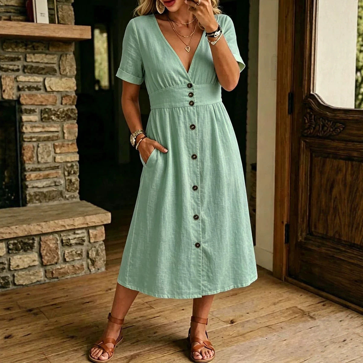 Women's Casual Loose Fashion Short-Sleeve Dress