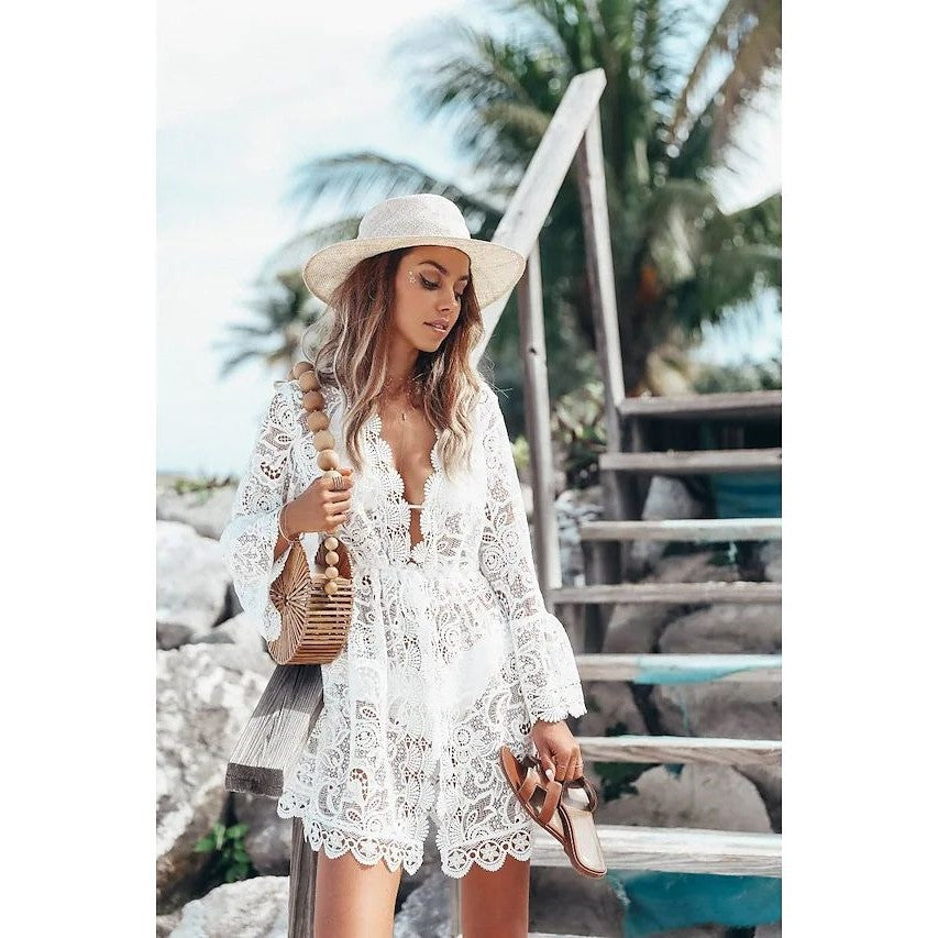 Bikini Cover-Up Sexy V-Neck Sun Protection Shirt