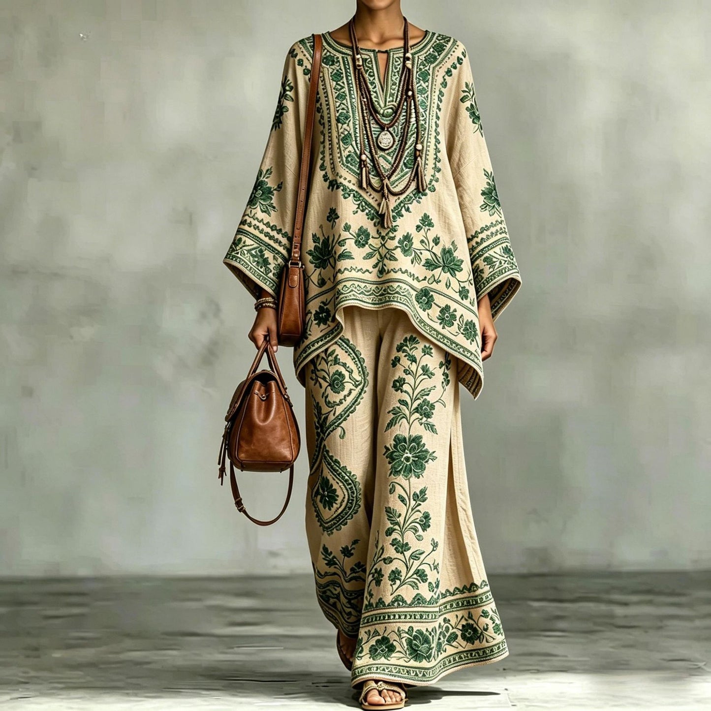 Women's Fashionable Loose-Fit Printed Long-Sleeve Set