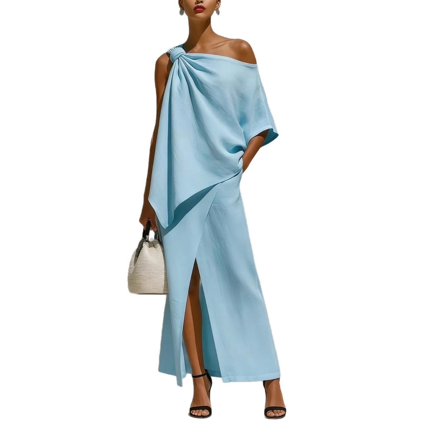 Womens Off-Shoulder Top And Skirt Two-Piece Set