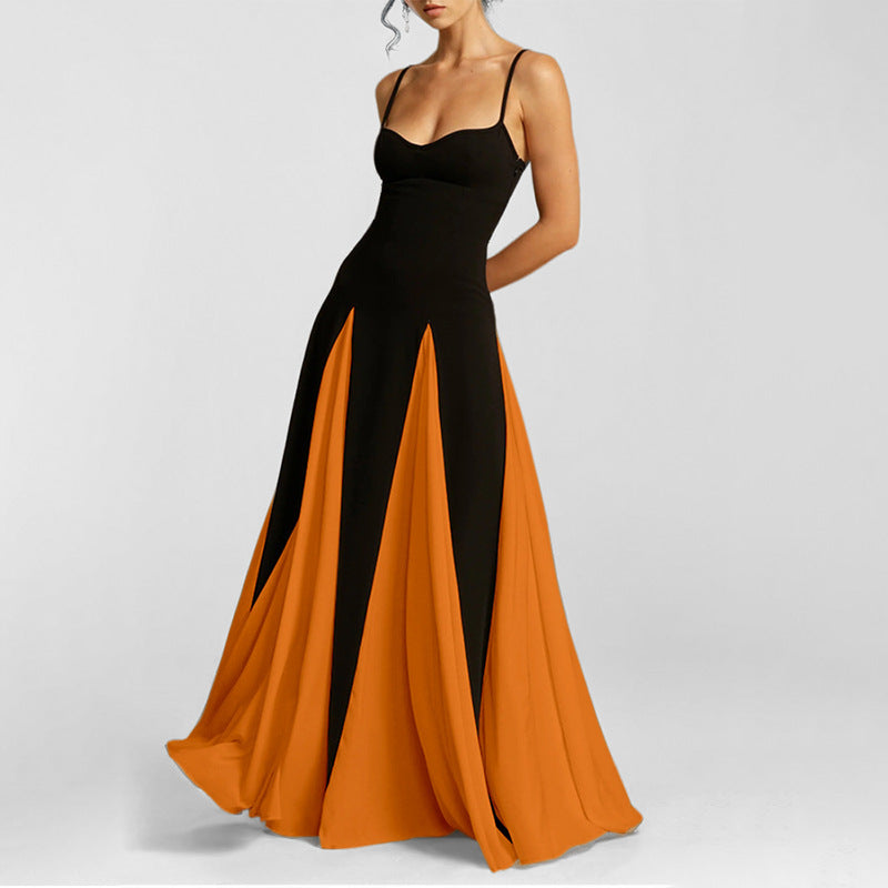 Fashionable Elegant Solid Color High Waist Slip Dress