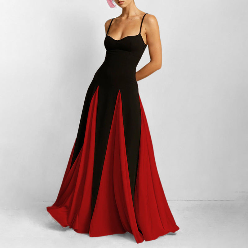 Fashionable Elegant Solid Color High Waist Slip Dress