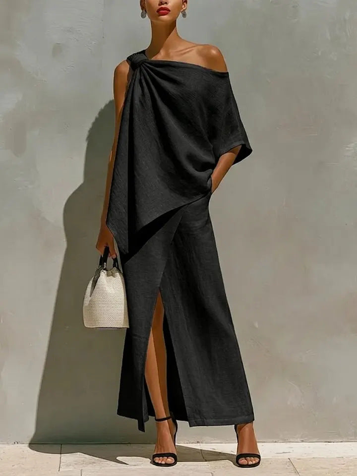 Womens Off-Shoulder Top And Skirt Two-Piece Set