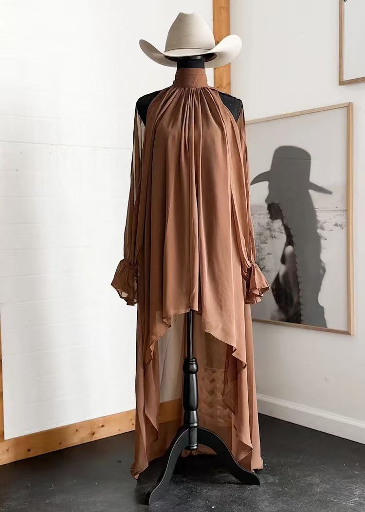 High-neck Irregular Chiffon Dress